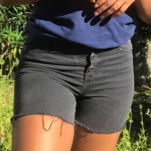 High waisted distressed shorts